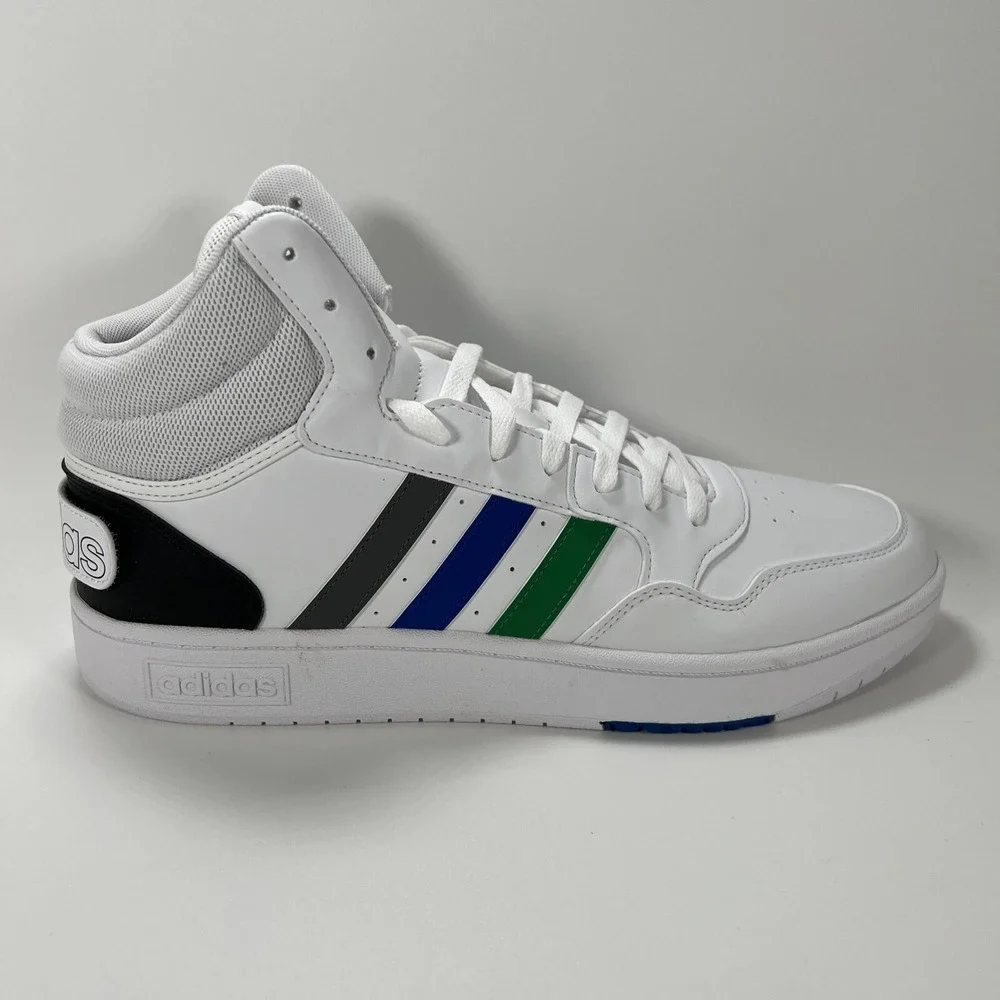NEW adidas Men's 11.5 Hoops 3.0 Mid Basketball Shoe White/Green/Team Royal Blue - Picture 11 of 16